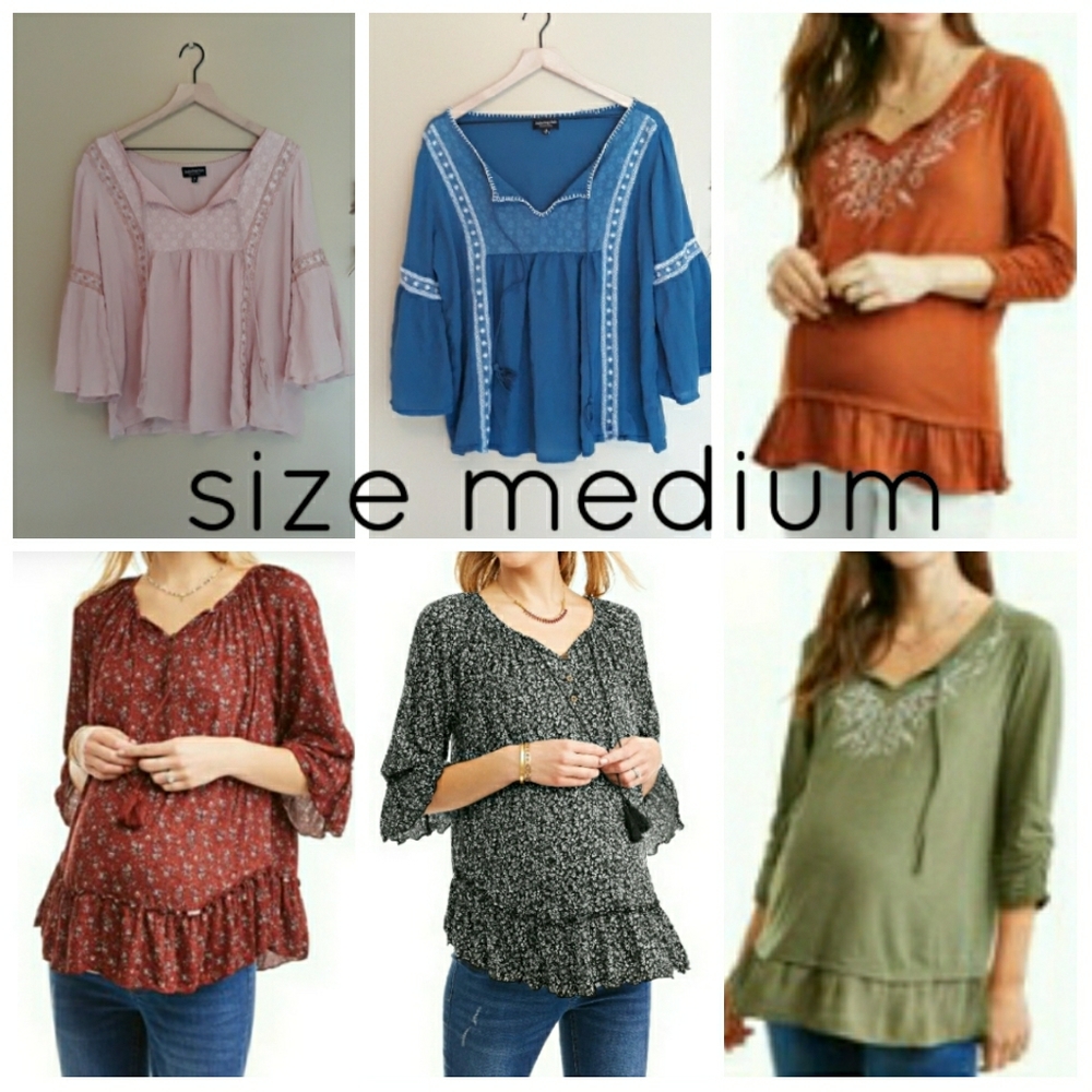 6 Maternity Shirt Bundle Peasant Top Boho Deal!!